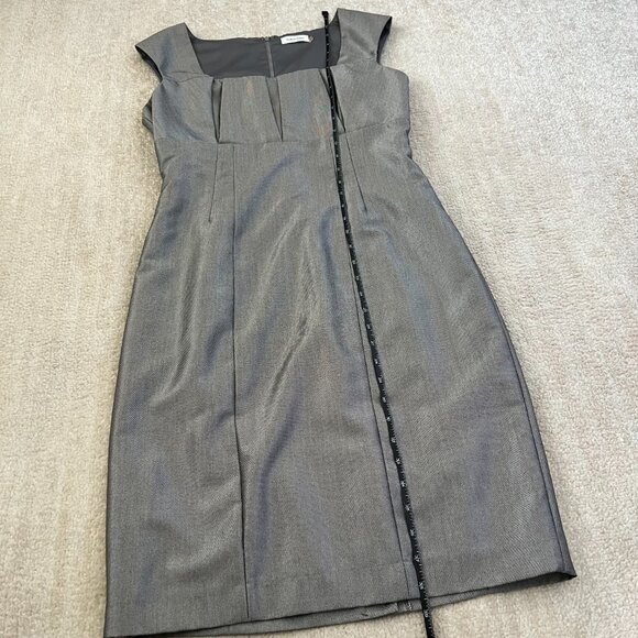 Calvin Klein Metallic Sleeveless Sheath Office Work Midi Dress 8 - Picture 5 of 10